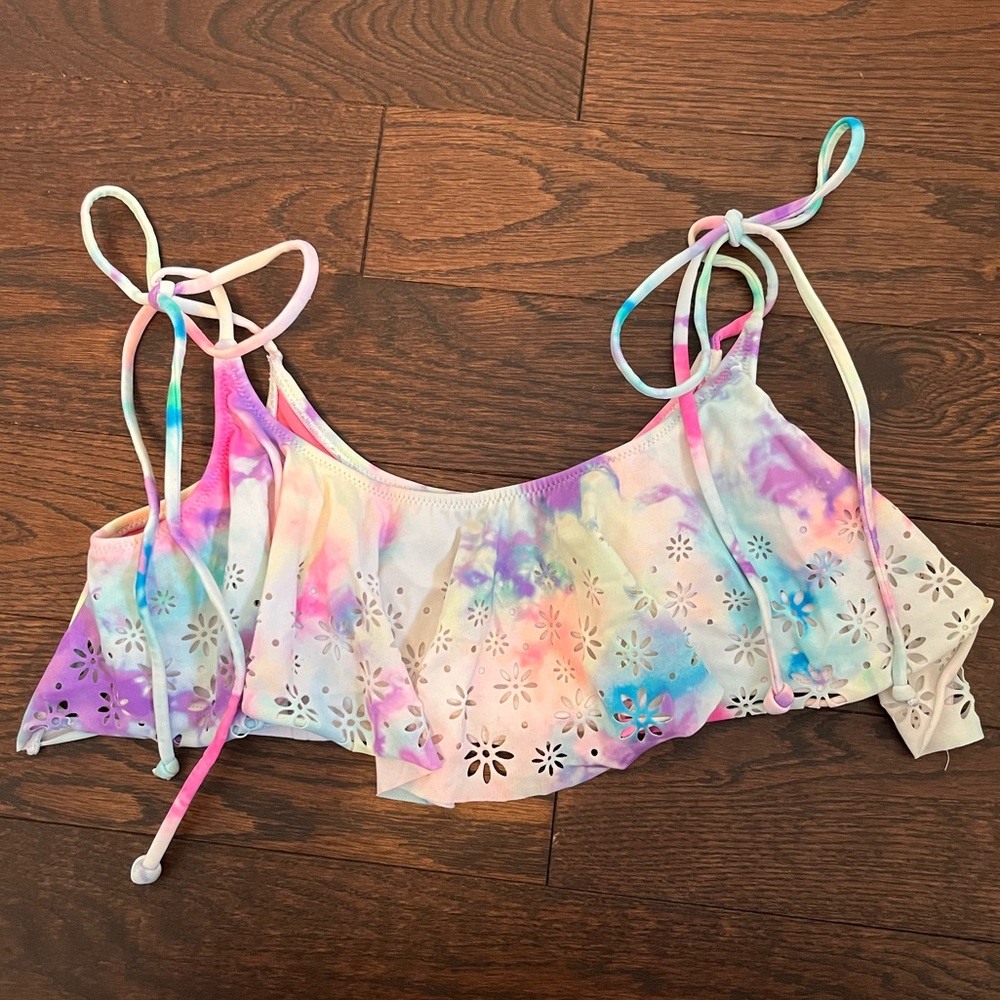 Victoria Secret PINK Multicoloured ruffled swimsuit bikini Top